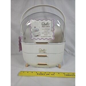 NEW!! Makeup Organizers/Storage Vanity Cosmetics Skincare With Lid&Drawers White